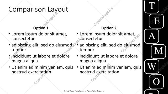 Comparison presentation slide layout