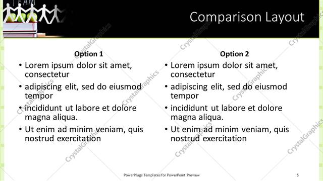 Comparison presentation slide layout