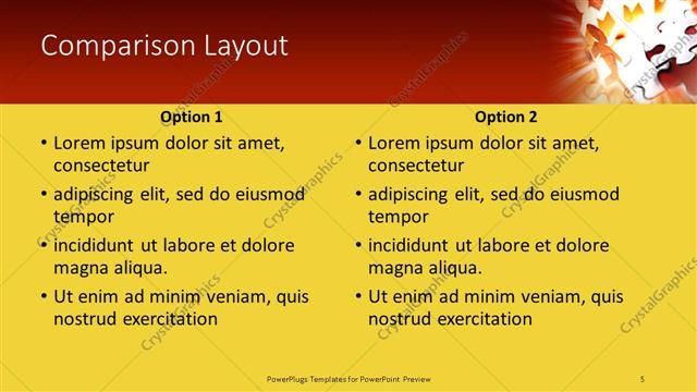 Comparison presentation slide layout