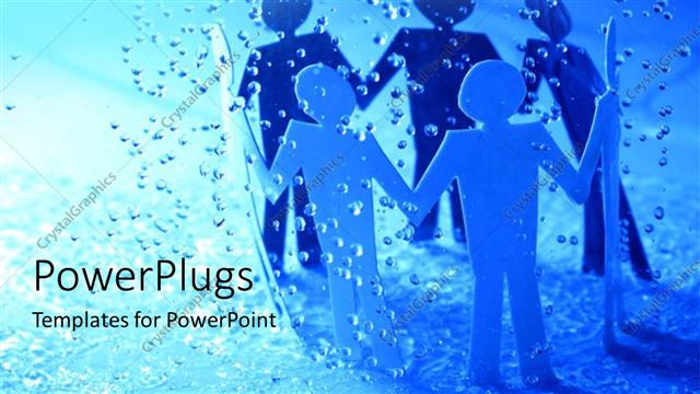  Presentation with rain - Paper men hold hands in circle with rain drops falling