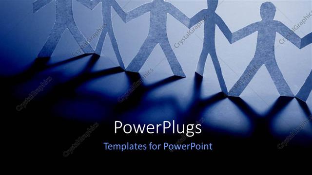  Presentation with light blue - Paper people holding hands with light glow on blue background?