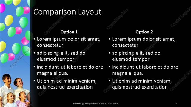 Comparison presentation slide layout