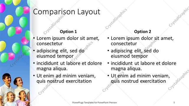 Comparison presentation slide layout