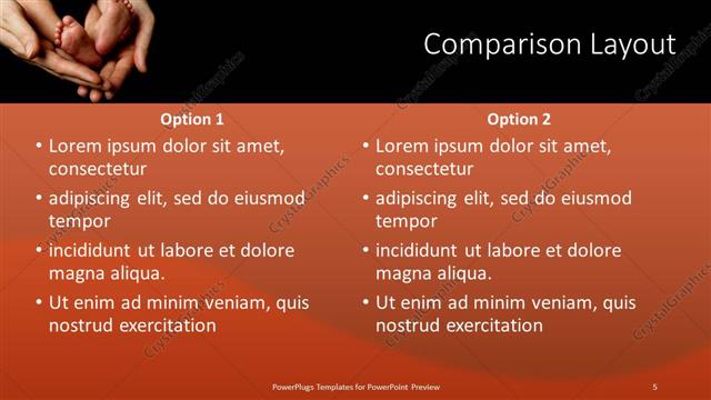 Comparison presentation slide layout
