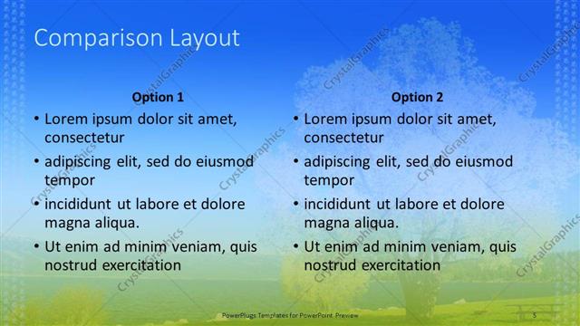 Comparison presentation slide layout