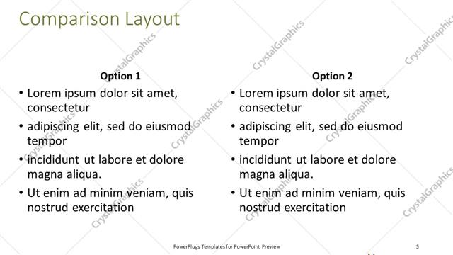 Comparison presentation slide layout