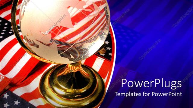  Presentation with globe flags - Partially transparent school globe with American flags laid on the background