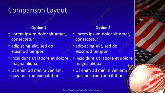 Comparison presentation slide layout