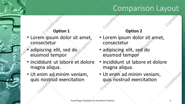 Comparison presentation slide layout