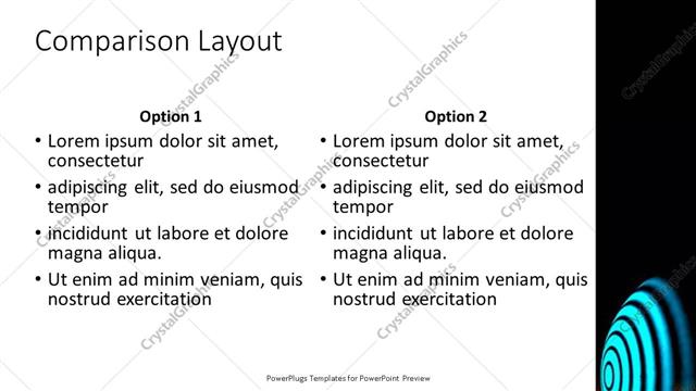 Comparison presentation slide layout