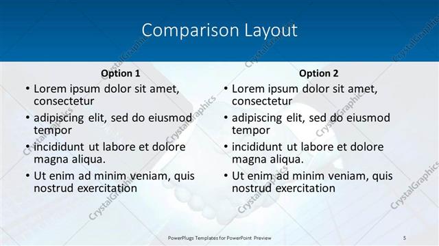 Comparison presentation slide layout