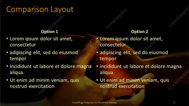 Comparison presentation slide layout