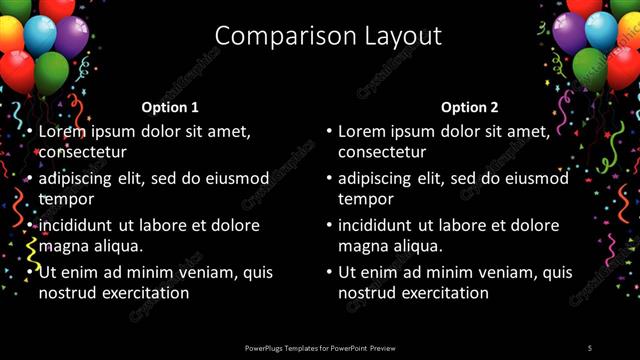Comparison presentation slide layout
