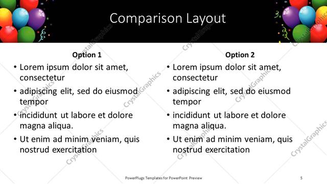 Comparison presentation slide layout