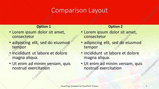 Comparison presentation slide layout