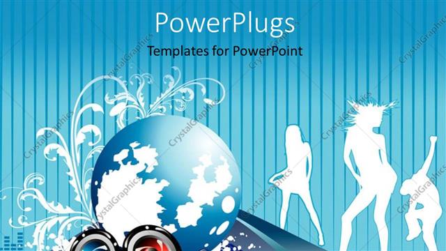  Presentation with speakers - Party depiction with silhouette of dancing people and speakers