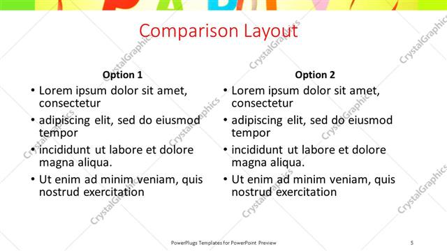 Comparison presentation slide layout