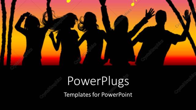  Presentation with multi - Party theme , silhouette dancing with trees and multi colors