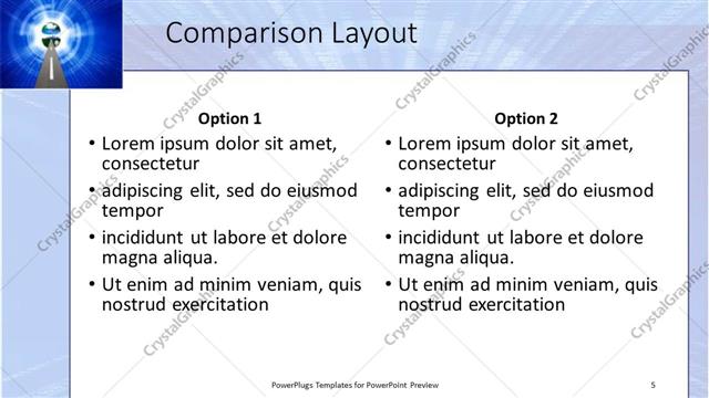 Comparison presentation slide layout