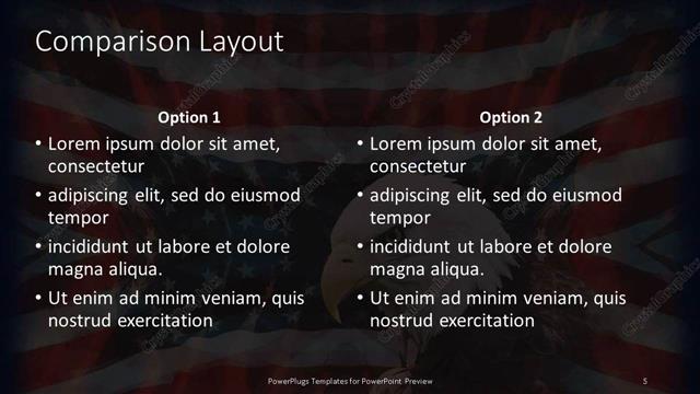 Comparison presentation slide layout