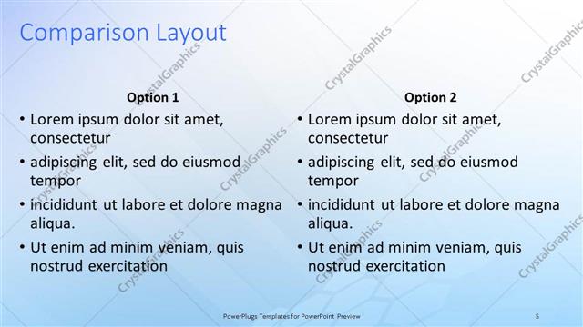 Comparison presentation slide layout
