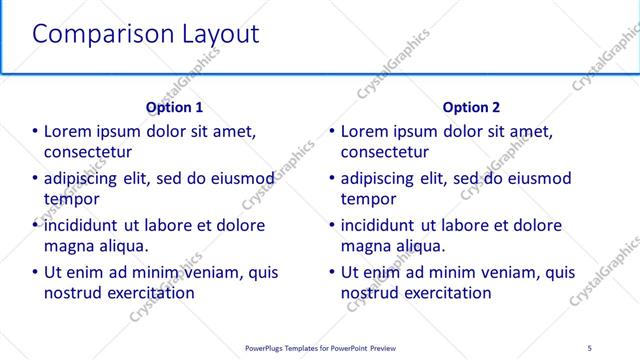 Comparison presentation slide layout