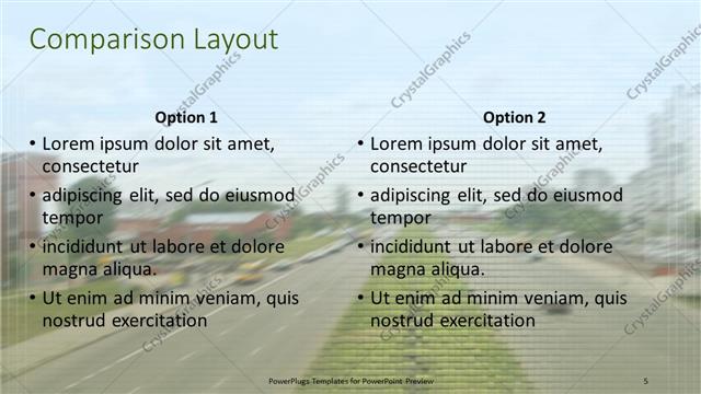 Comparison presentation slide layout