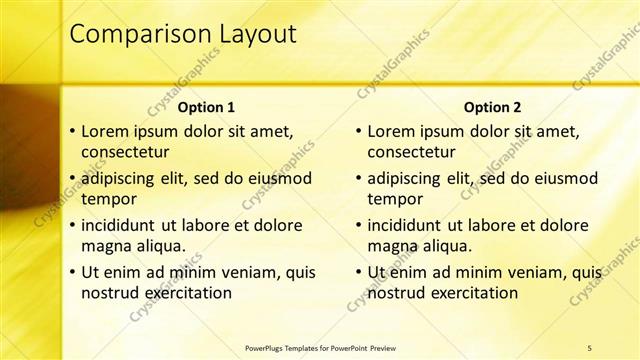 Comparison presentation slide layout
