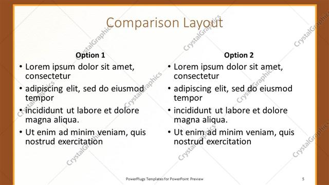 Comparison presentation slide layout
