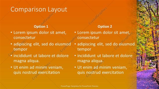 Comparison presentation slide layout