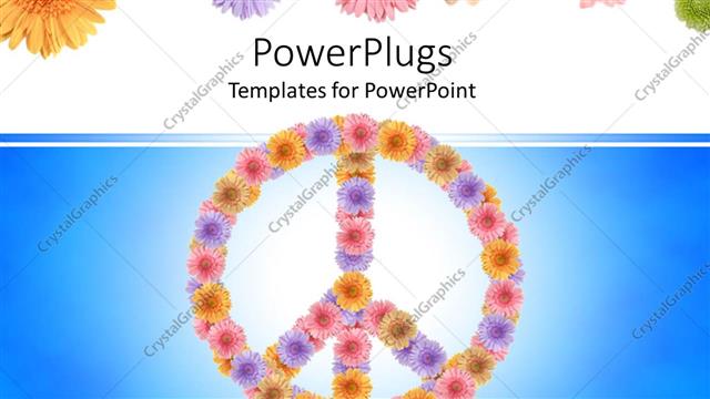  Presentation with peace - A peace sign with a number of flowers in the background
