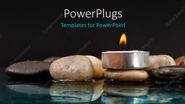  Presentation with rocks - Peaceful setting with Rocks and Candle on Water with black color