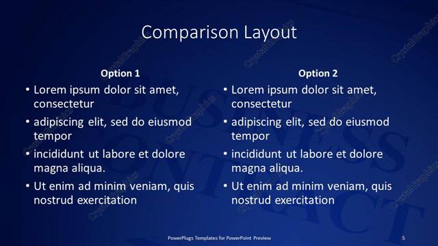 Comparison presentation slide layout