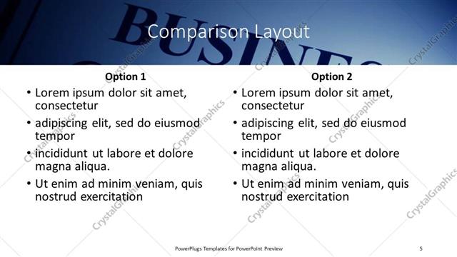 Comparison presentation slide layout
