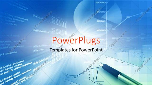  Presentation with report - Pen on financial report with charts on futuristic screen