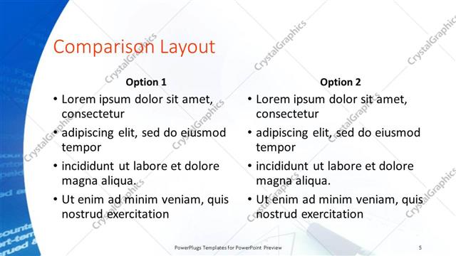 Comparison presentation slide layout
