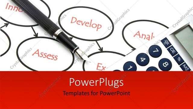  Presentation with flowchart - A pen with a number of options in the background