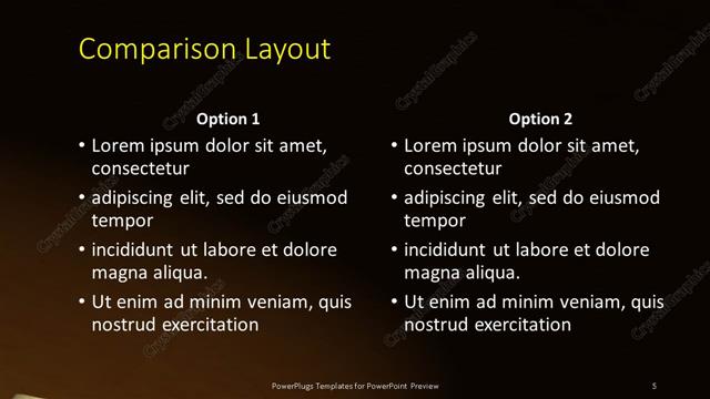 Comparison presentation slide layout