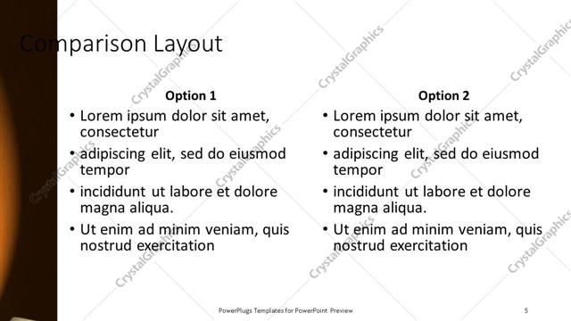 Comparison presentation slide layout