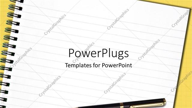  Presentation with report - A pen and a register with yellow background and a place for text