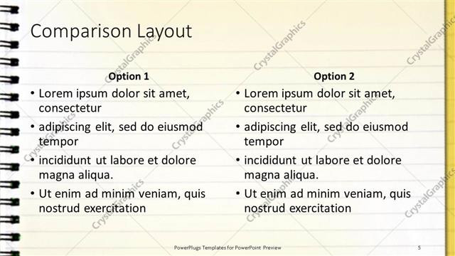 Comparison presentation slide layout