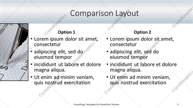 Comparison presentation slide layout