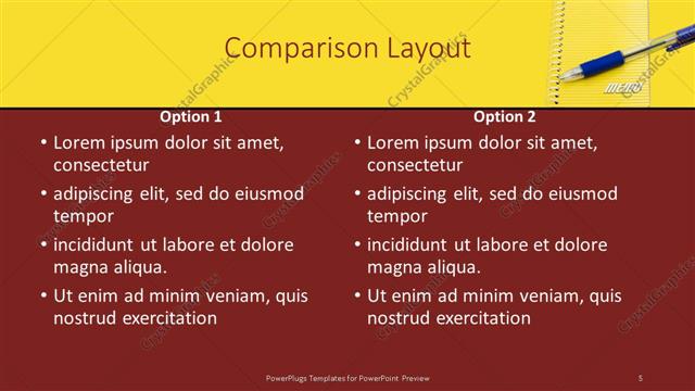 Comparison presentation slide layout