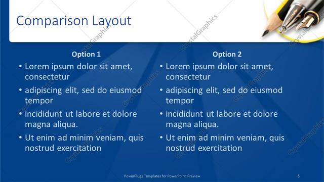 Comparison presentation slide layout