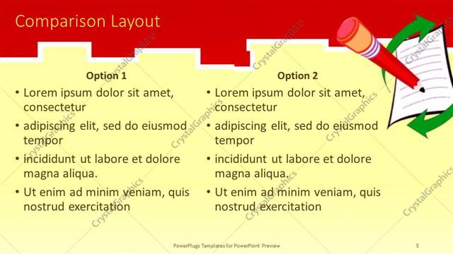 Comparison presentation slide layout