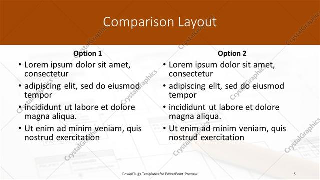 Comparison presentation slide layout