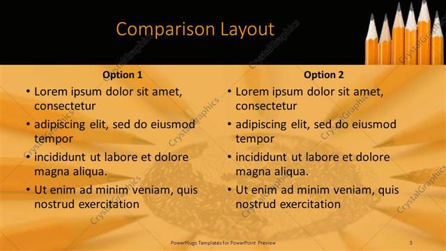 Comparison presentation slide layout