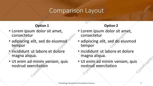Comparison presentation slide layout