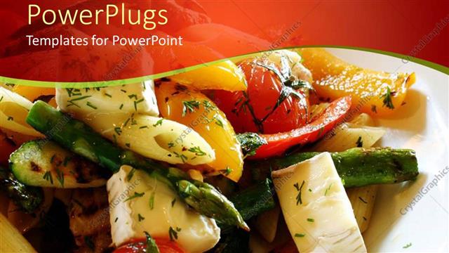  Presentation with penne pasta - A penne pasta with its reflection and multi colored background