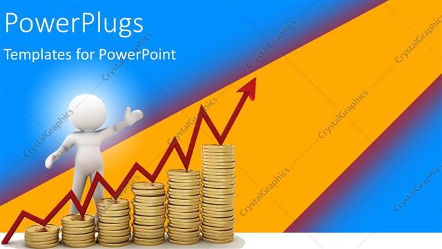  Presentation with climbing - A 3D character climbing an ascending stack of coins